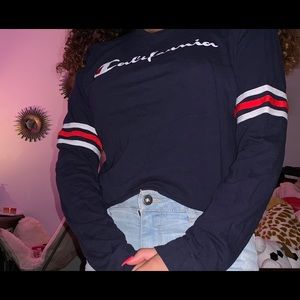 California baby blue, red, and white long sleeve